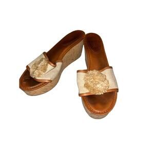 Coach Jazmin Canvas & Cork Women's‎ Size 11 B Natural Wedge Sandals